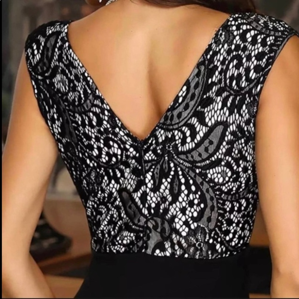 Elegant Black Lace Mini Dress - Picture 6 of 6